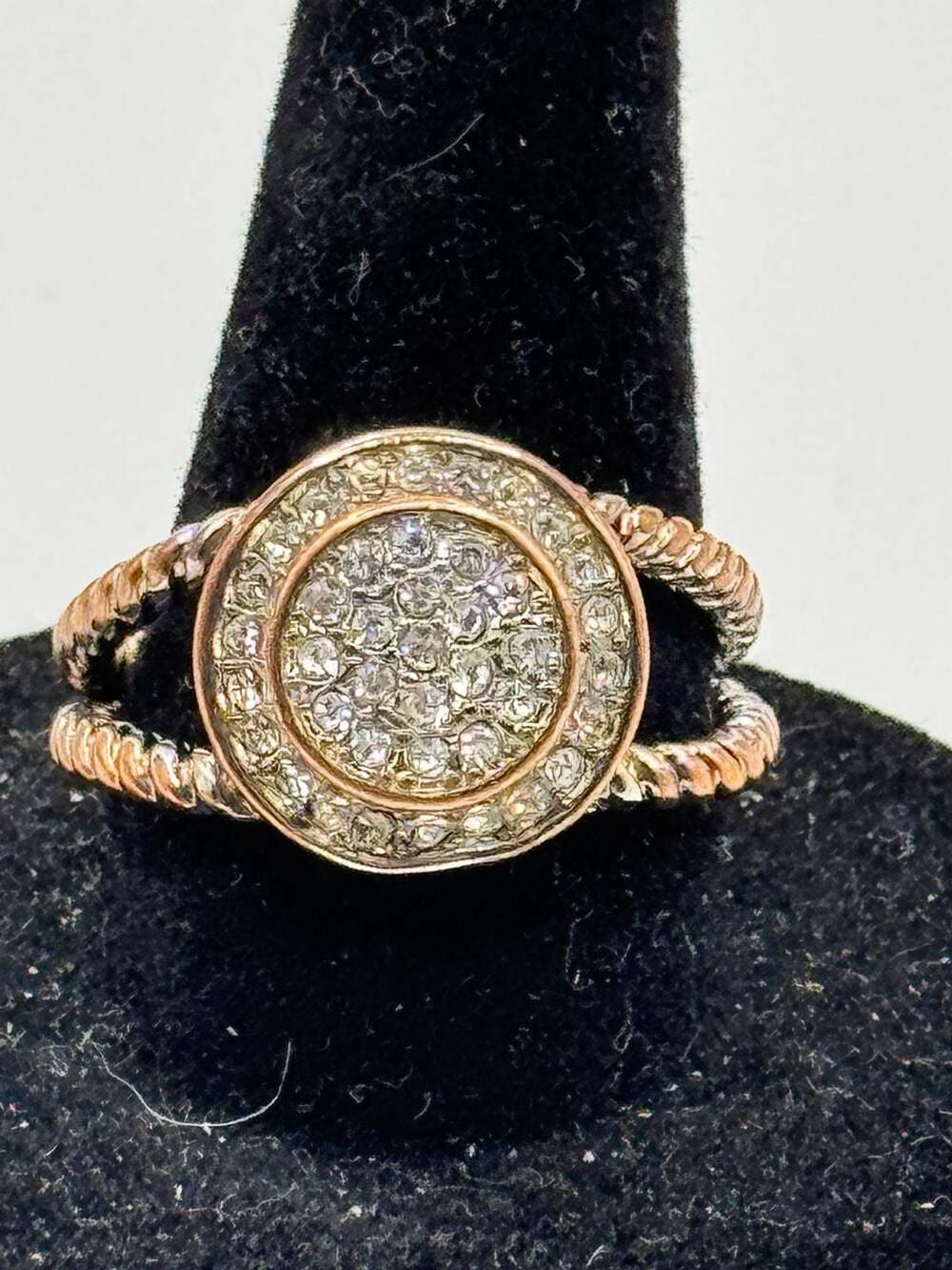 Unbranded Rhinestone Cluster Double Rope Band Ring